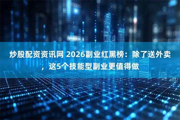 炒股配资资讯网 2026副业红黑榜：除了送外卖，这5个技能型副业更值得做